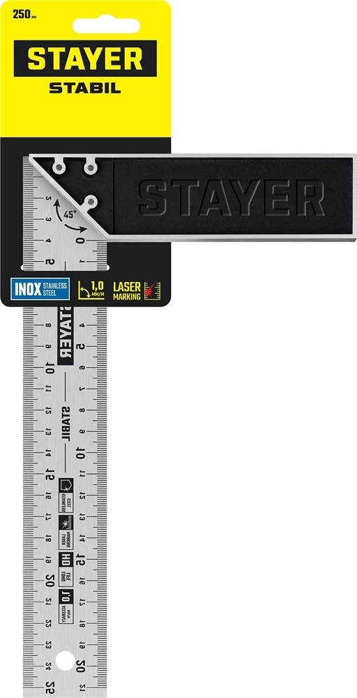 STAYER 250 мм, столярный угольник, Professional (3431-25) zb  3431-25_z02