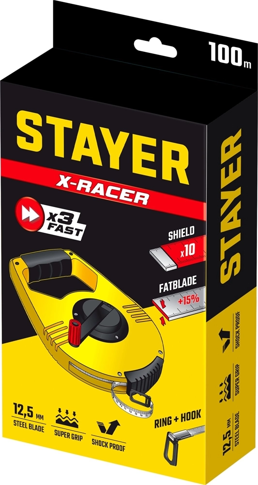 STAYER RACER 100 м геодезическая стальная мерная лента (34186-100) zb  34186-100