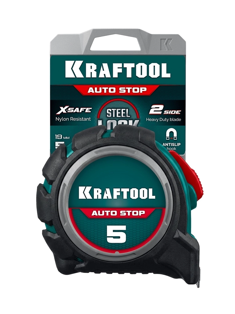 KRAFTOOL AutoStop 5м х 19мм, профессиональная рулетка с автостопом (3412-5-19) zb  3412-5-19_z01
