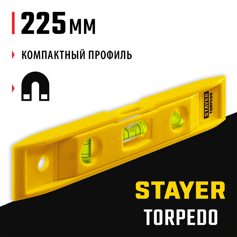 STAYER TORPEDO, 225 мм, короткий магнитный уровень (3454) zb  3454_z02