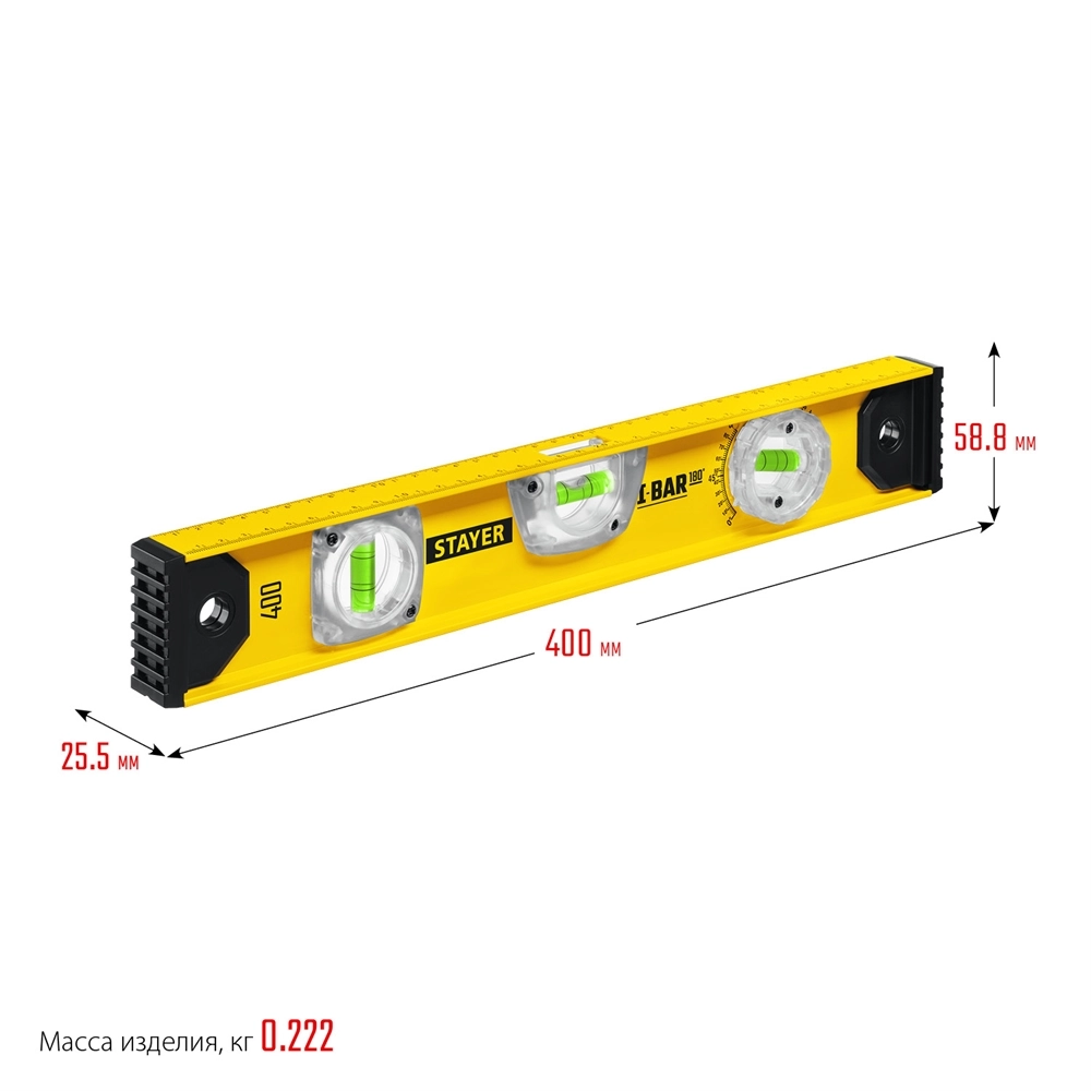 STAYER I-Bar 180˚, 400 мм, двутавровый, уровень с поворотным глазком (3470-040) zb  3470-040_z02