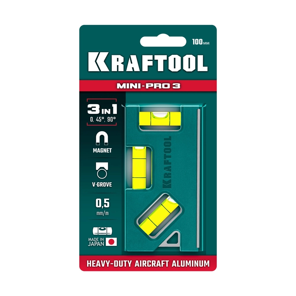 KRAFTOOL Mini-Pro 3, 100 мм, магнитный компактный уровень (34861-010) zb  34861-010