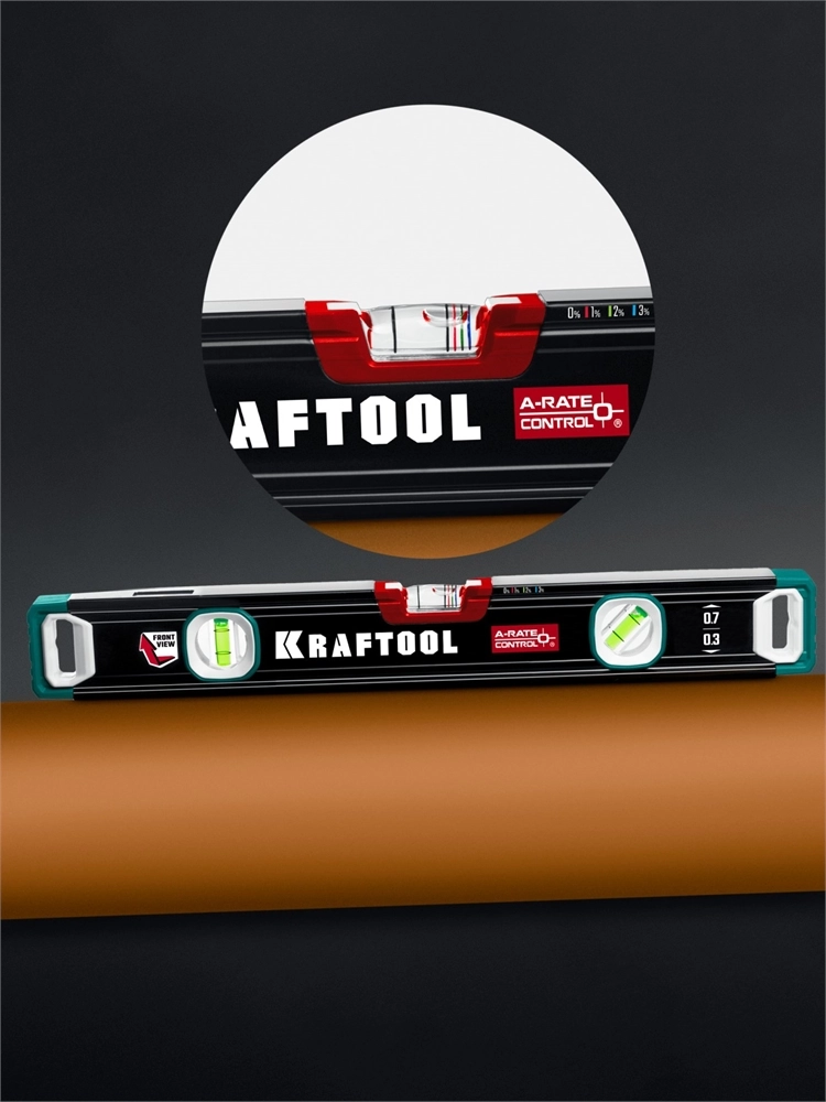 KRAFTOOL A-RATE CONTROL, 400 мм, точность 0.3 мм/м, с инновационным зеркальным глазком, сверхпрочный уровень (34986-40) zb  34986-40
