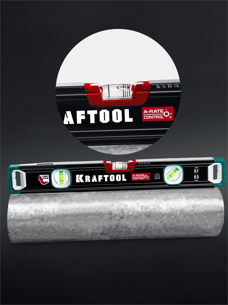 KRAFTOOL A-RATE CONTROL, 400 мм, точность 0.3 мм/м, с зеркальным глазком, сверхпрочный магнитный уровень (34988-40) zb  34988-40