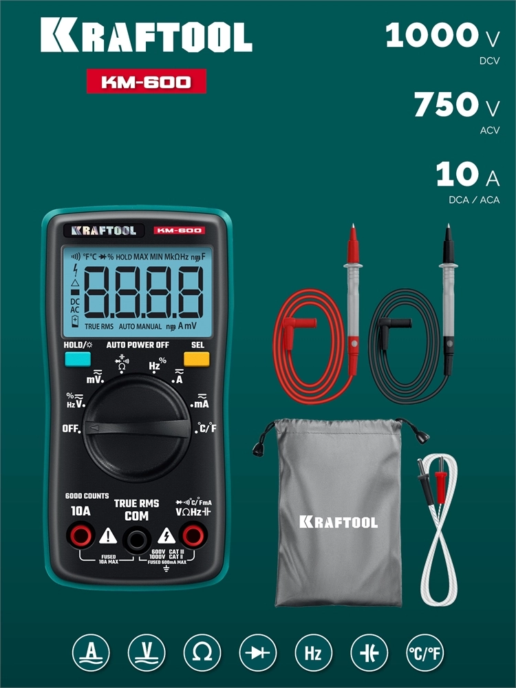 KRAFTOOL KM-600 цифровой мультиметр (59854) zb  59854