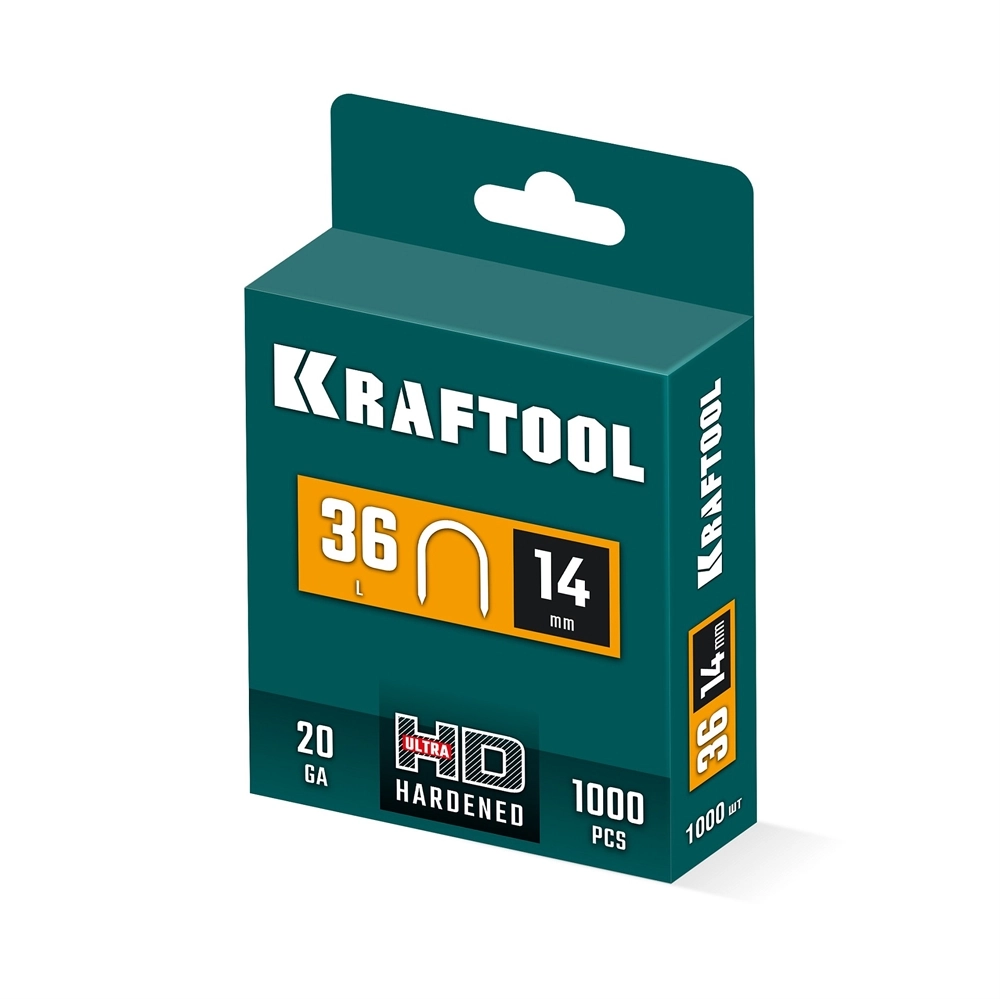 KRAFTOOL скобы тип 36 (L), 14 мм, калибр 20GA. 1000 шт (31636-14) zb  31636-14