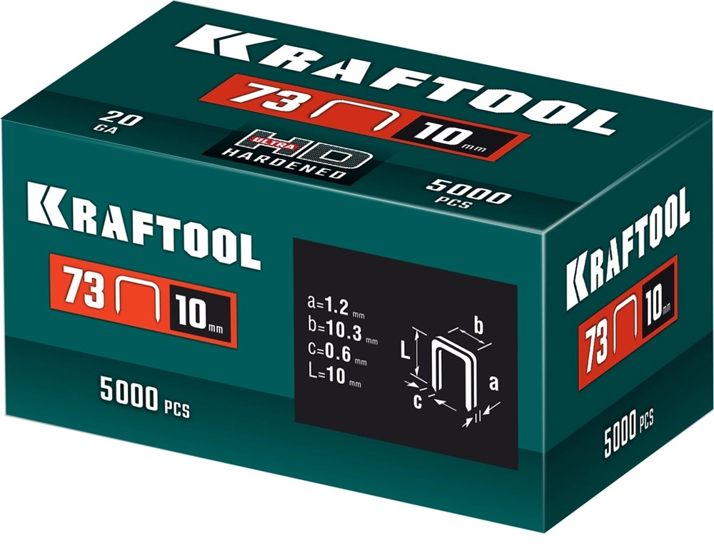 KRAFTOOL скобы тип 73, 10 мм, калибр 20GA. 5000 шт (31773-10) zb  31773-10