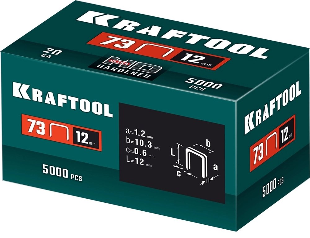 KRAFTOOL скобы тип 73, 12 мм, калибр 20GA. 5000 шт (31773-12) zb  31773-12