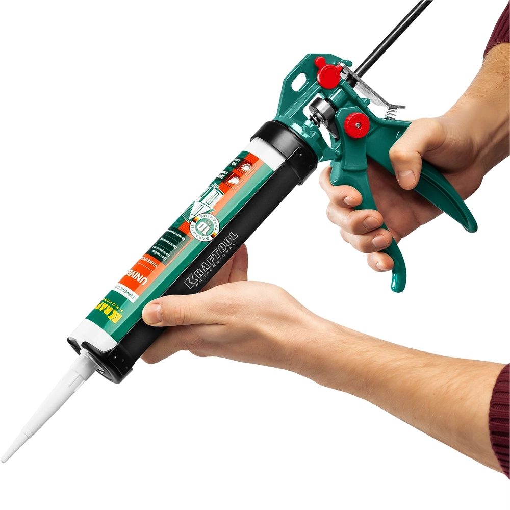 KRAFTOOL EXPERT 4-in-1 310 мл, антикапельная система, регулировка силы давления, усиленный скелетный поворотный пистолет для герметика (06675) zb  6675
