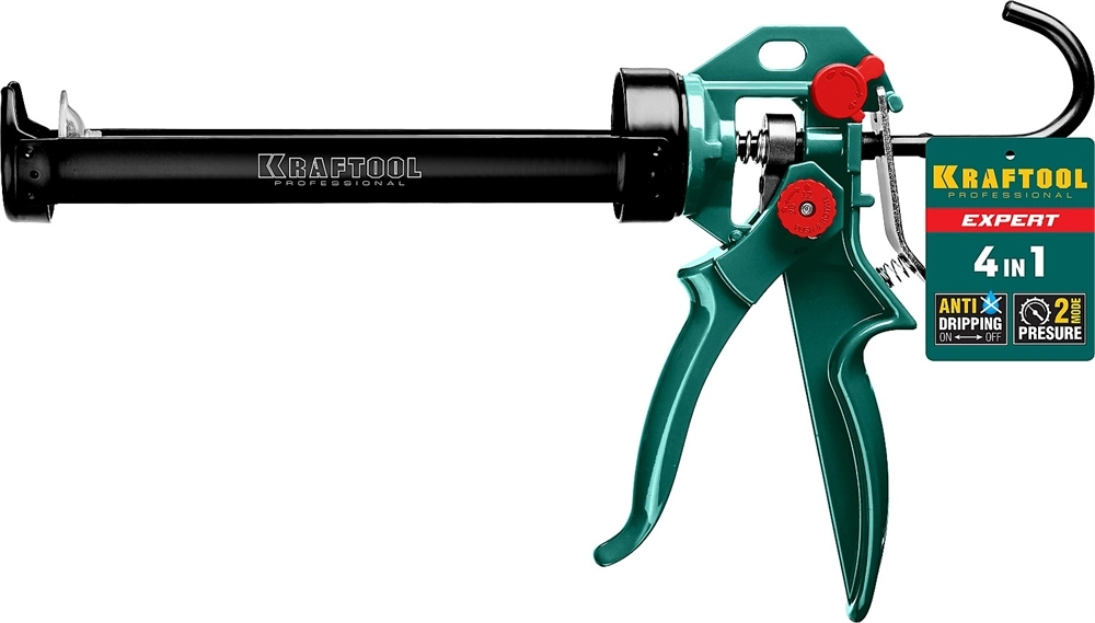 KRAFTOOL EXPERT 4-in-1 310 мл, антикапельная система, регулировка силы давления, усиленный скелетный поворотный пистолет для герметика (06675) zb  6675