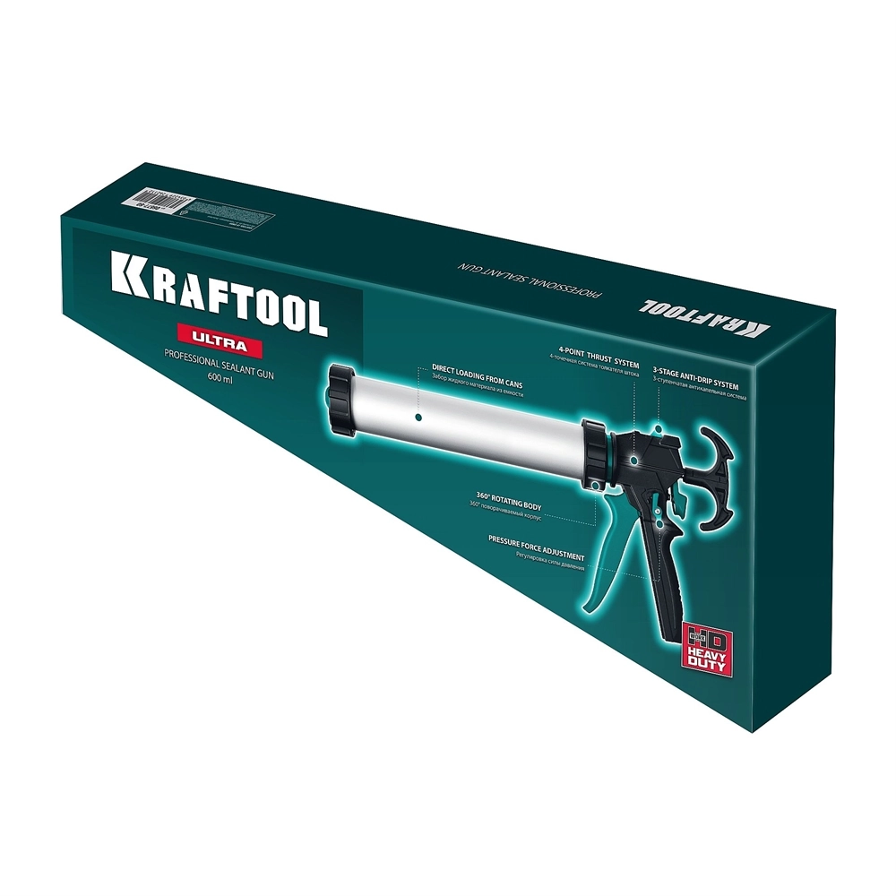KRAFTOOL ULTRA 600 мл, прямой забор, регулировка силы давления, вариативная антикапельная система, закрытый пистолет для герметикаа (06677-60) zb  06677-60
