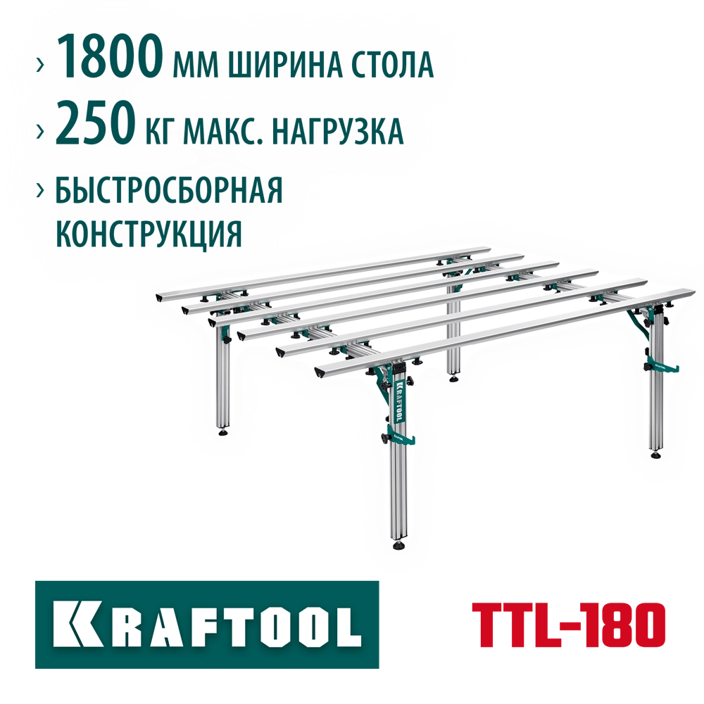 KRAFTOOL TTL-180 180х140х70 см, макс 250 кг, стол для работ с крупноформатными листовыми материалами (33253-180) zb  33253-180