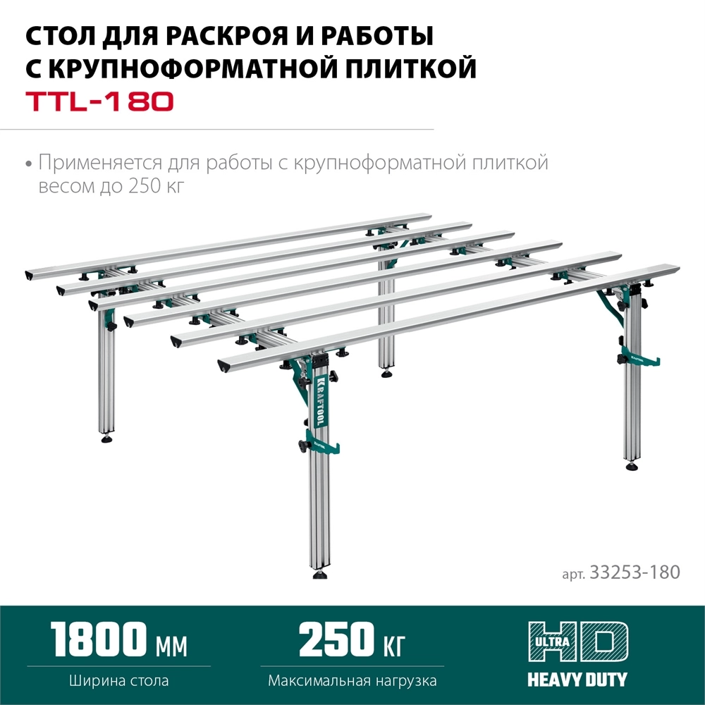 KRAFTOOL TTL-180 180х140х70 см, макс 250 кг, стол для работ с крупноформатными листовыми материалами (33253-180) zb  33253-180