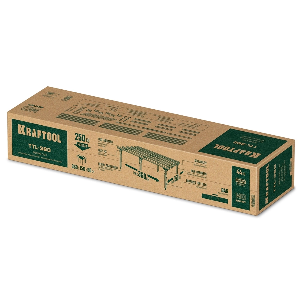 KRAFTOOL TTL-360 360х150х70 см, макс 250 кг, стол для работ с крупноформатными листовыми материалами (33253-360) zb  33253-360