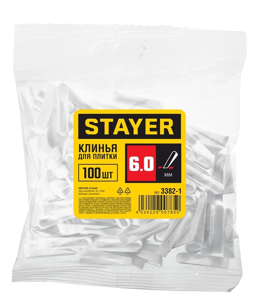 STAYER  6 мм, 100 шт, малые клинья для плитки (3382-1) 3382-1