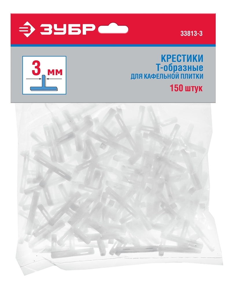 ЗУБР 3 мм, 150 шт, Т-образные, крестики для плитки (33813-3) zb  33813-3
