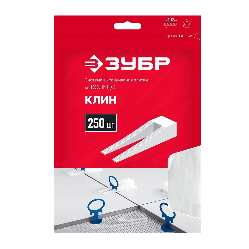 ЗУБР  СВП, клин 250 шт, система выравнивания плитки (3387-250) 3387-250