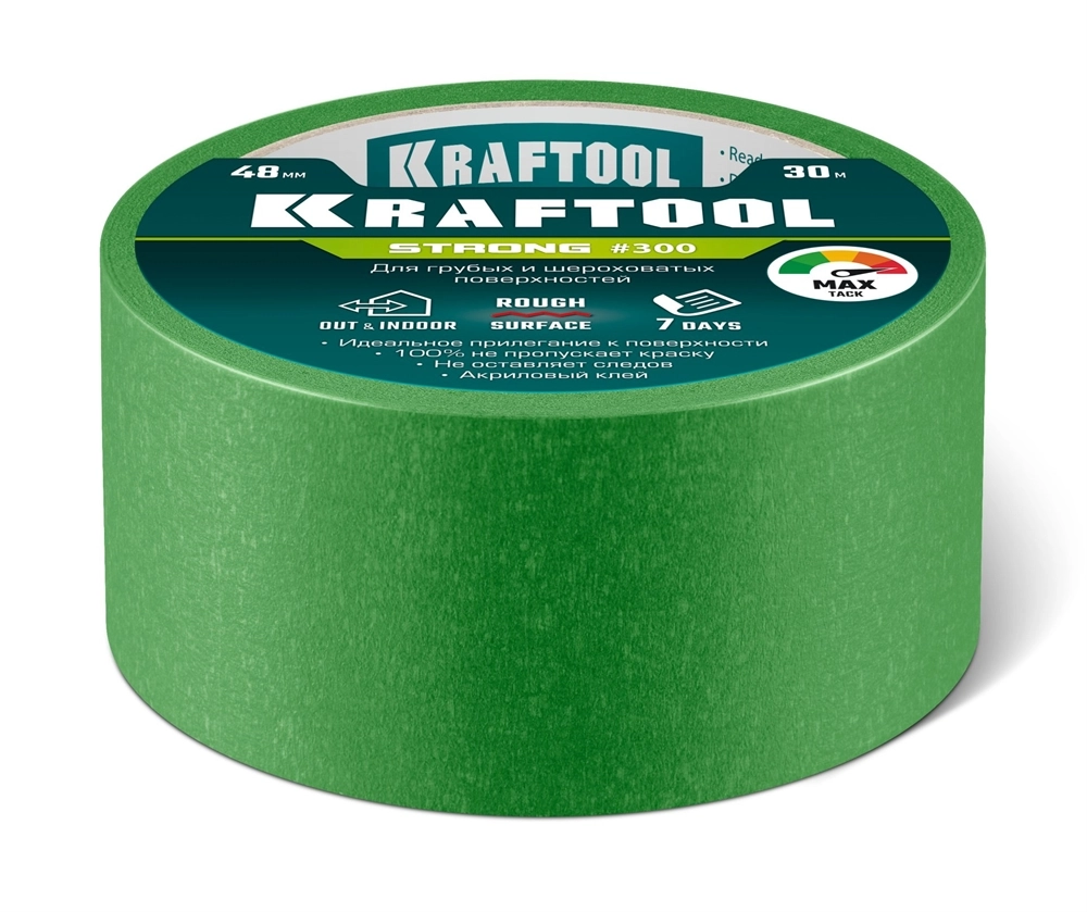 KRAFTOOL #300 Strong 48 мм х 30 м, для грубых и шероховатых поверхностей, малярная лента (12103-48) zb  12103-48