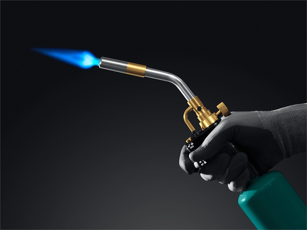 KRAFTOOL KF-9000, с пьезоподжигом на баллон турбо нагрев + 30% 2000°C, Газовая горелка Blue Fire (55510) zb  55510