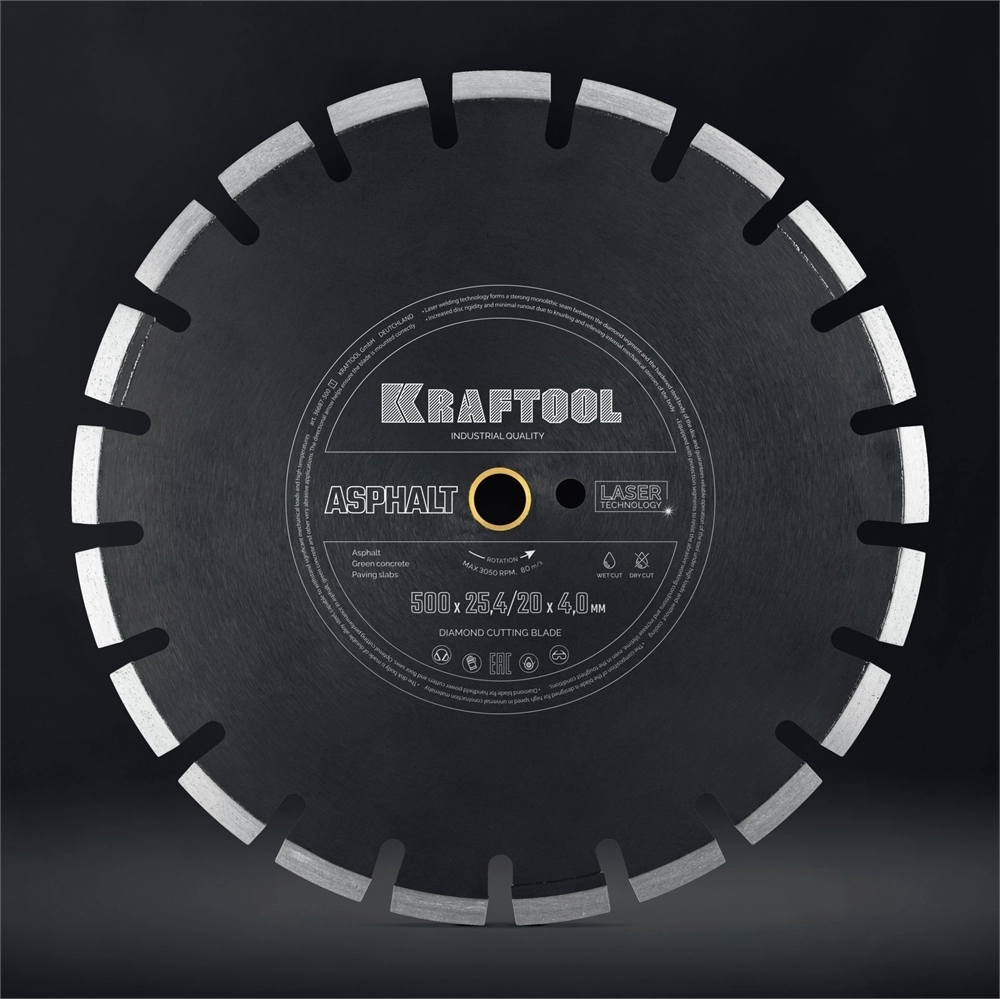 KRAFTOOL ASPHALT 500 мм (25.4/20 мм, 12х4.0 мм), алмазный диск (36687-500) zb  36687-500_z01