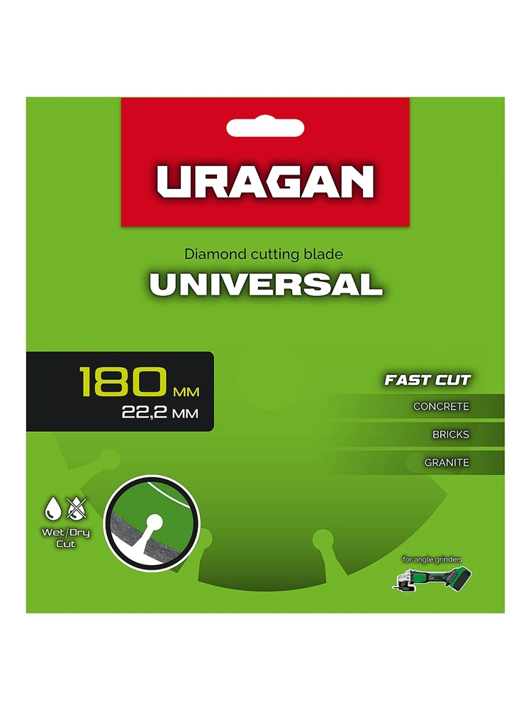URAGAN UNIVERSAL 180 мм, диск алмазный отрезной сегментный (36705-180) zb  36705-180