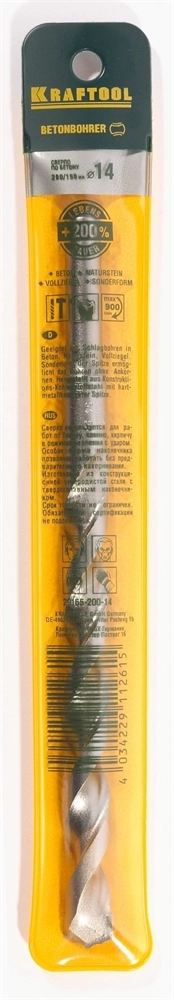 KRAFTOOL Industrie, 14 х 200 мм, сверло по бетону (29165-200-14) zb  29165-200-14
