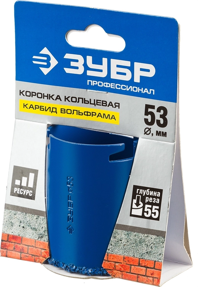 ЗУБР 53 мм, L 55 мм, карбид вольфрама, коронка кольцевая, Профессионал (33350-53) zb  33350-53_z01