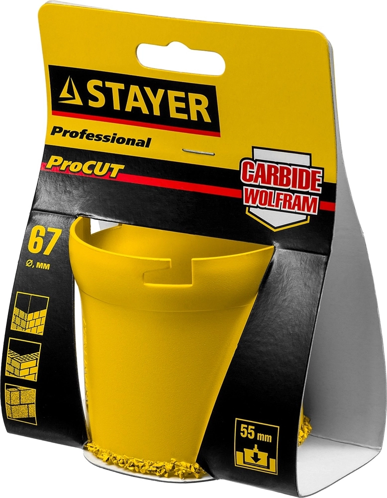 STAYER 67 мм, L 55 мм, карбид вольфрама, кольцевая коронка, Professional (33345-67) zb  33345-67