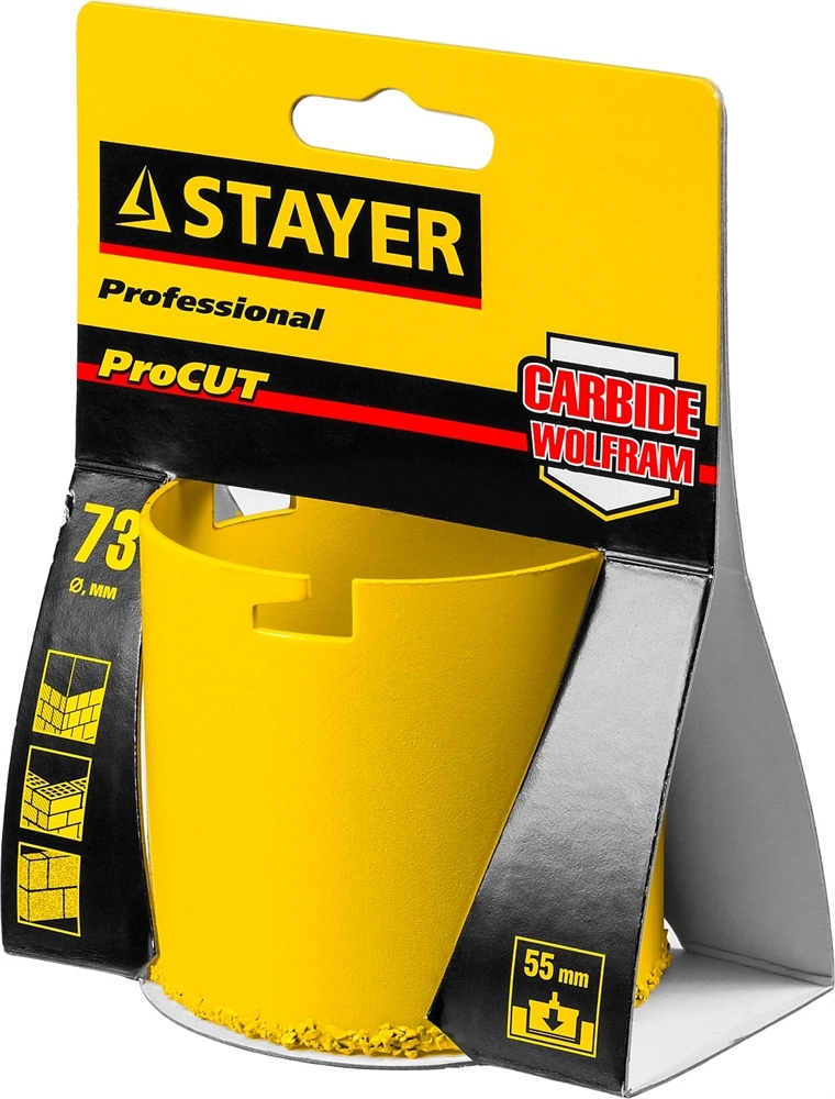 STAYER 73 мм, L 55 мм, карбид вольфрама, кольцевая коронка, Professional (33345-73) zb  33345-73