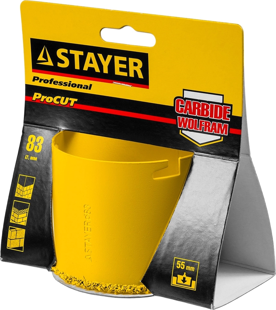 STAYER 83 мм, L 55 мм, карбид вольфрама, кольцевая коронка, Professional (33345-83) zb  33345-83