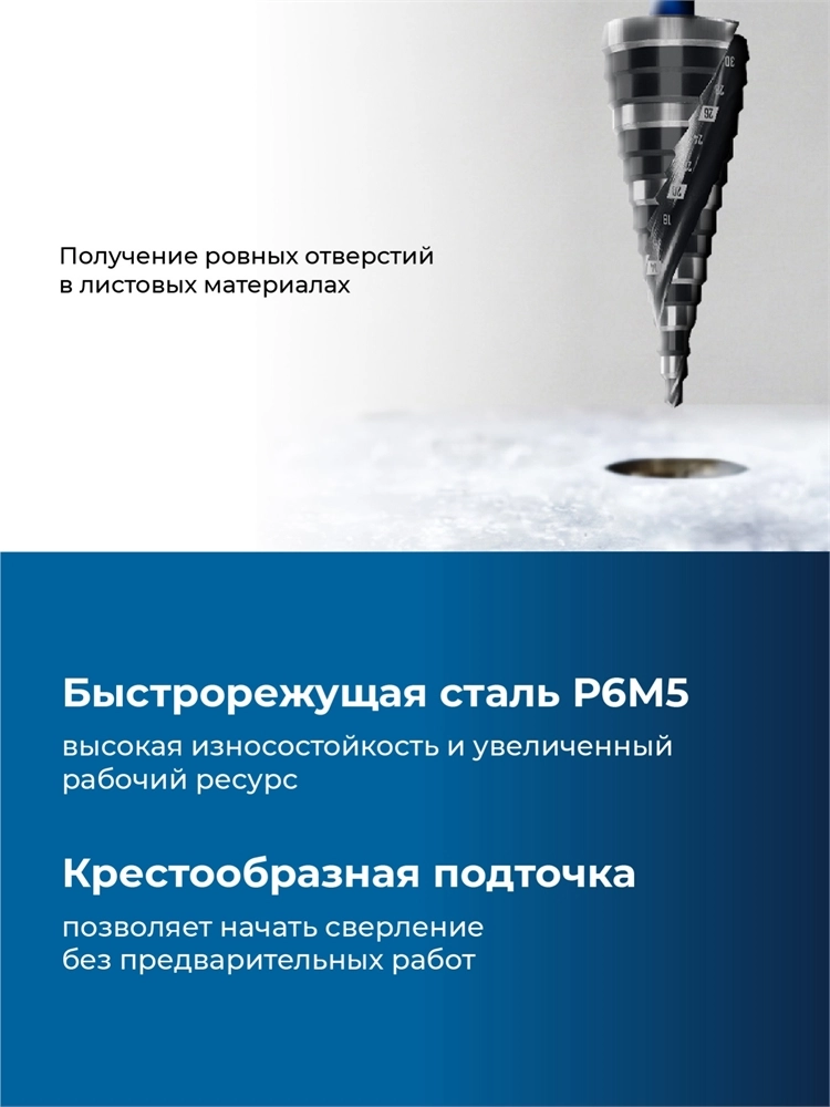 ЗУБР BLACK FORCE 4-32мм, 15 ступеней, винтовая проточка, сверло ступенчатое, ПРОФЕССИОНАЛ (29671-4-32-15) zb  29671-4-32-15