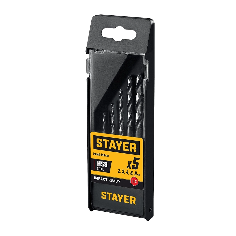 STAYER НЕХ-1/4″, 5 шт, набор сверл по металлу для винтовёртов и шуруповертов IMPACT READY (29603-H5) zb  29603-h5