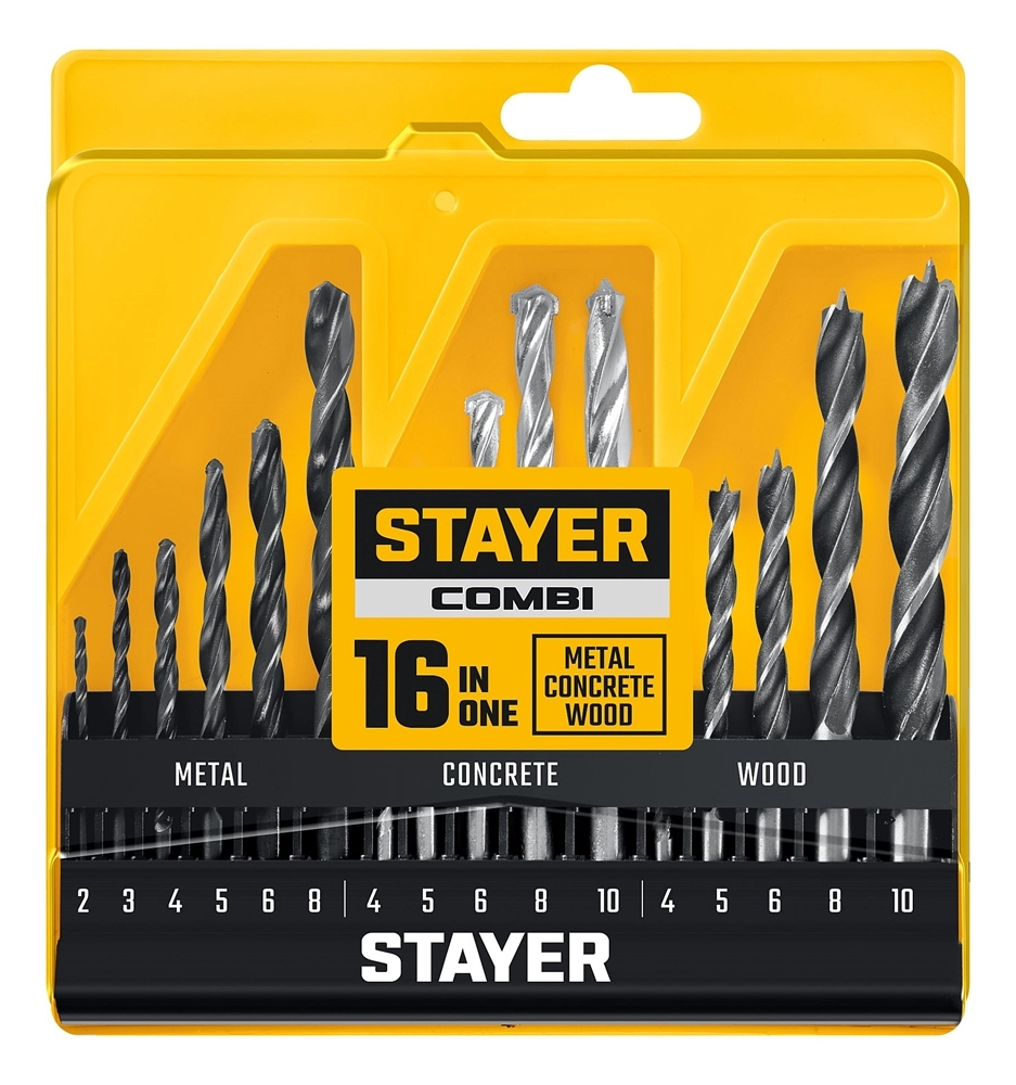 STAYER Combi 16 предметов, набор комбинированных сверл (29720-H16) zb  29720-h16_z01