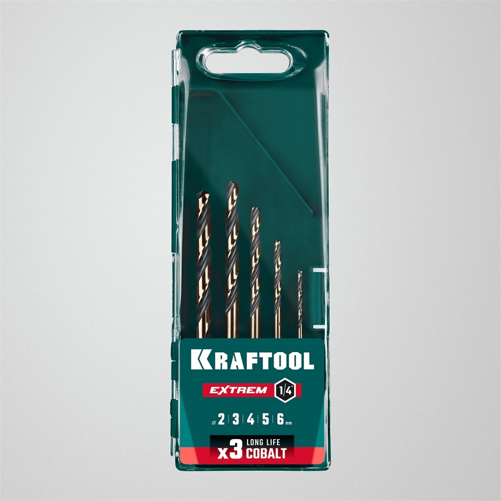 KRAFTOOL НЕХ-1/4″, 5 шт, набор сверл по металлу для винтовёртов и шуруповертов IMPACT READY (29652-H5) zb  29652-h5