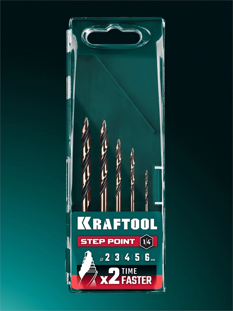 KRAFTOOL STEP POINT, 5 шт, набор сверл по металлу для винтовёртов и шуруповертов IMPACT READY (29653-H5) zb  29653-h5