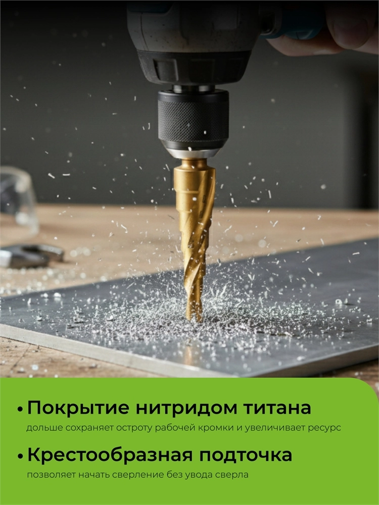 URAGAN 4-12мм, 9 ступеней, винтовая спираль, сверло ступенчатое(29658-4-12-9) zb  29658-4-12-9