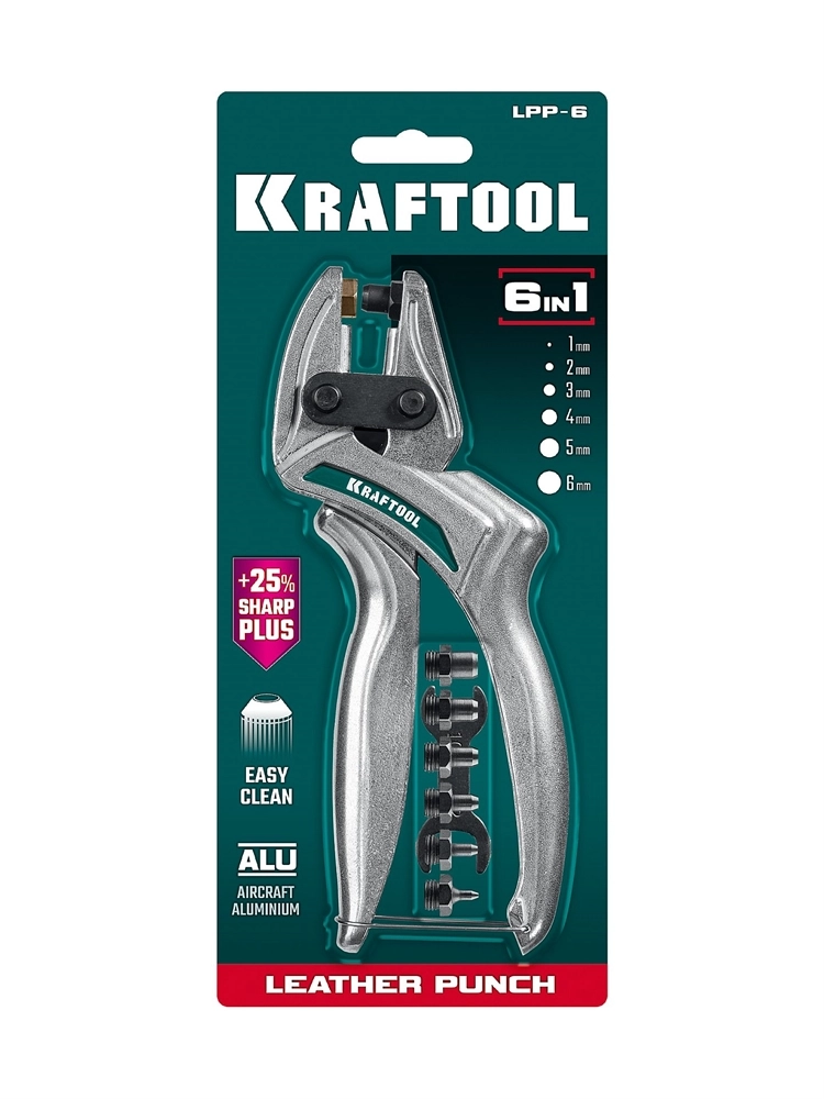 KRAFTOOL LPP-6 с набором насадок 1-6 мм, мощный дырокол для кожи (22952) zb  22952