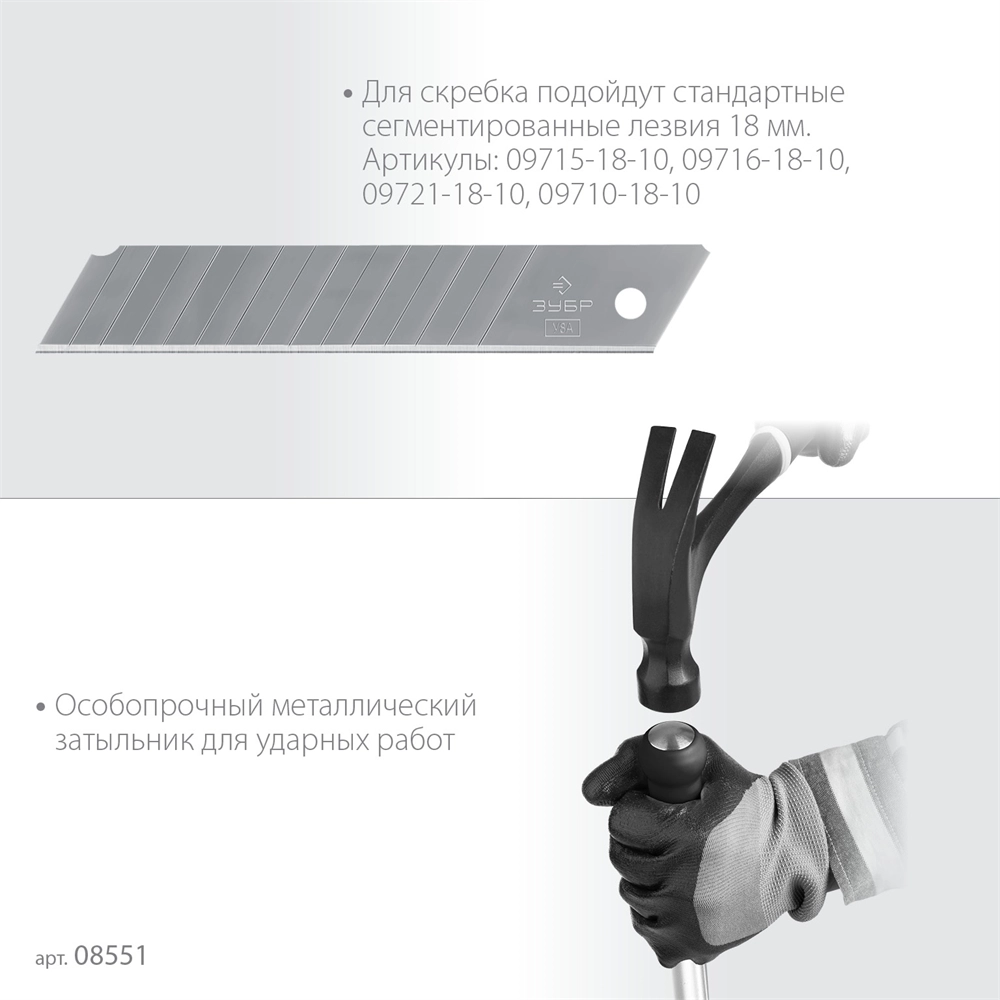 ЗУБР 100 мм, длина 300 мм, ударный скребок, Профессионал (08551) zb  8551