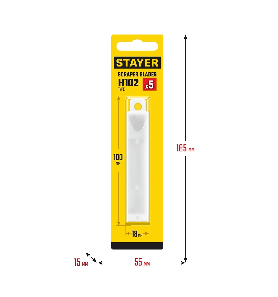 STAYER 100 мм, 5 шт, сменное лезвие для скребка 08515 (08515-S5) zb  08515-s5_z02