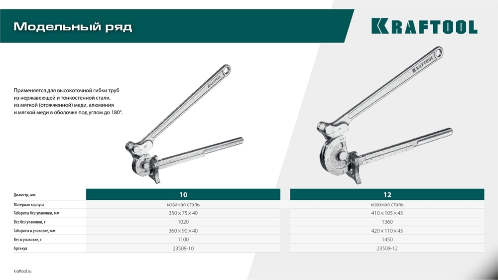 KRAFTOOL Кованый рычажный трубогиб для нержавеющей стали (23508-10) zb  23508-10