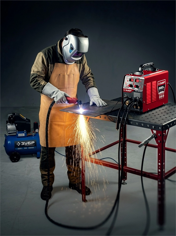 ЗУБР MIG & CUT 5-в-1, MIG / MAG, PLASMA CUT, FCAW, MMA, TIG, 220 А, полуавтомат сварочный, с газом / без газа, горелка ПСГ-220 (ПСГ-М9-220-Р) zb  псг-м9-220-р
