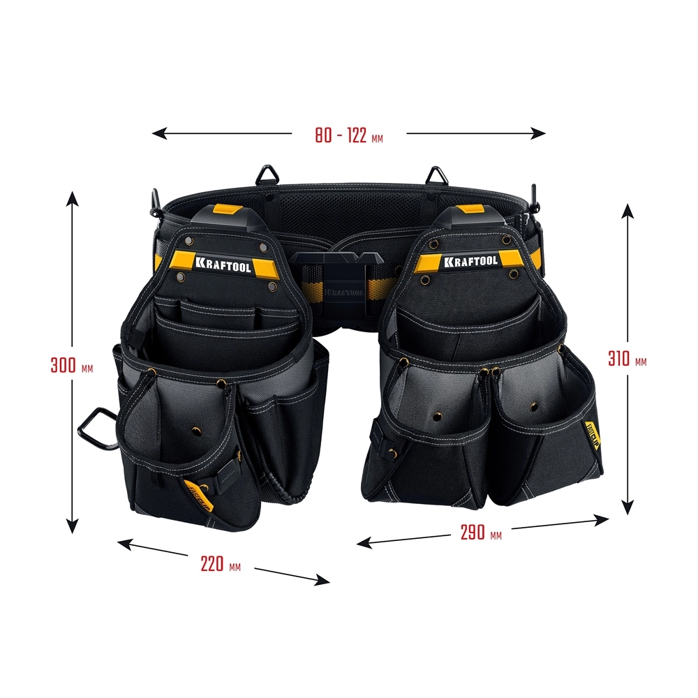 KRAFTOOL KBS-3L пояс монтажника, в комплекте: пояс монтажника и 2 большие сумки (38761) zb  38761