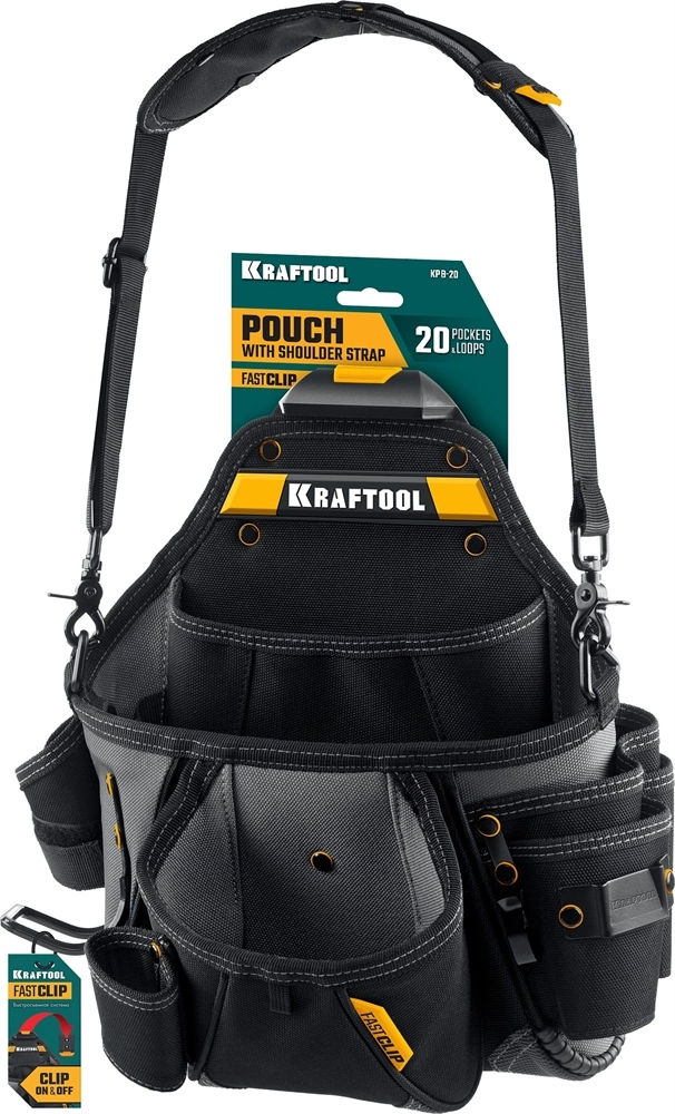 KRAFTOOL KPB-20 поясная сумка с быстросъёмным креплением FastClip, 320 х 310 мм (38767) zb  38767