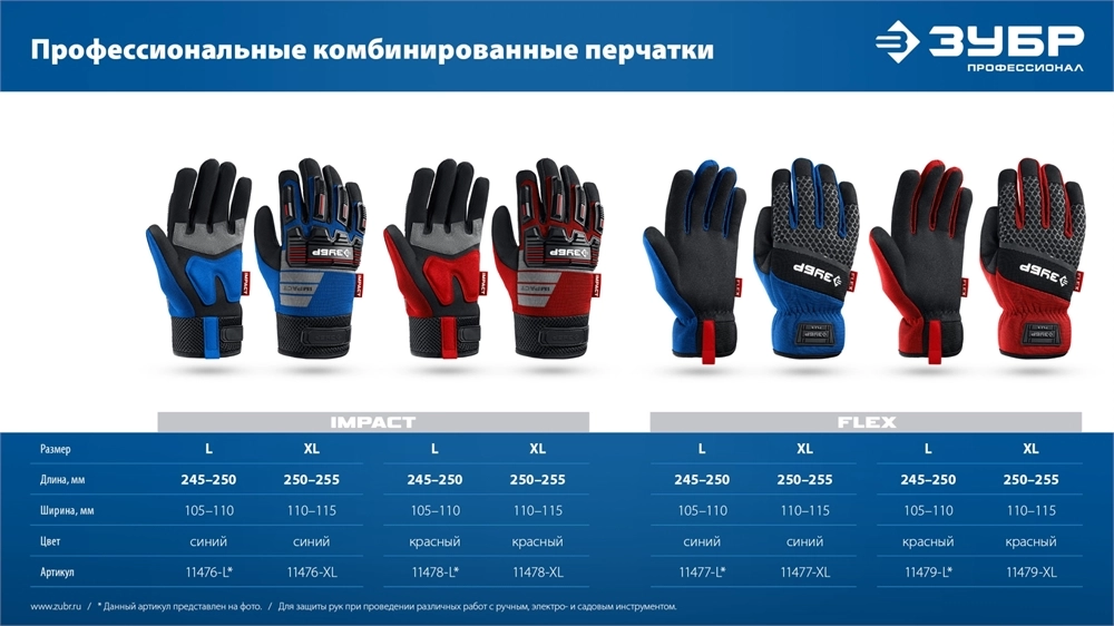 ЗУБР IMPACT р.XL (10), красные, профессиональные комбинированные перчатки, антивибрационные, противоударные, Профессионал (11478-XL) zb  11478-xl