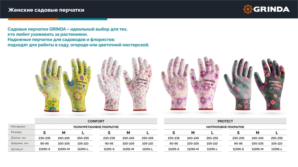 GRINDA COMFORT, S (7), садовые перчатки с прозрачным полиуретановым покрытием, розовые, 13 класс (11291-S) zb  11291-s_z01