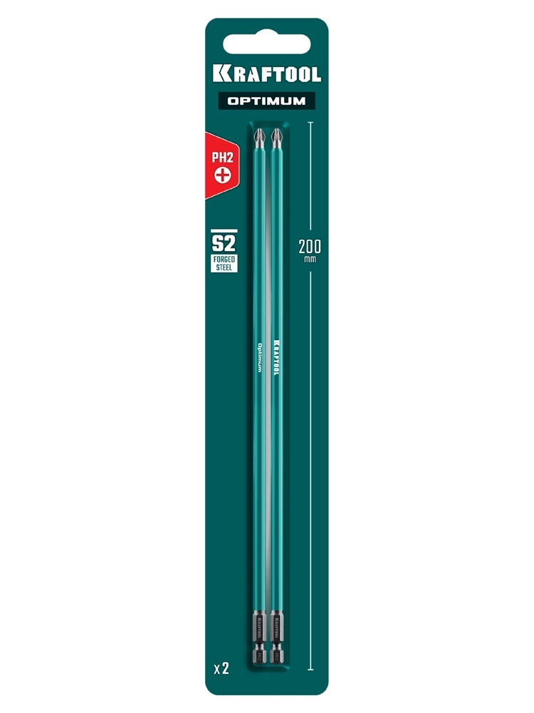 KRAFTOOL OPTIMUM PH 2, 200 мм, 2 шт, биты (26122-2-200-2) zb  26122-2-200-2