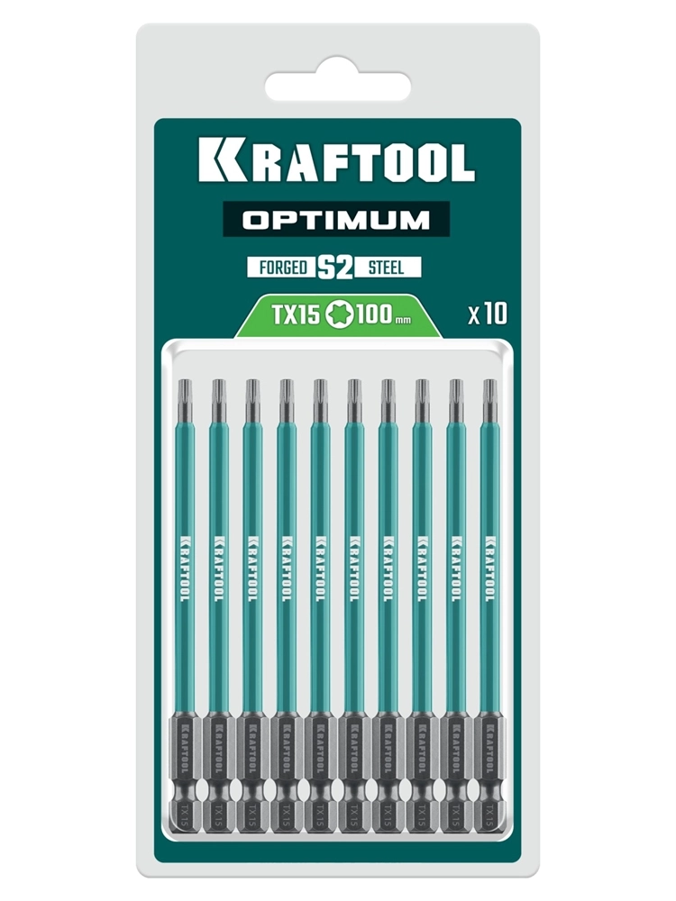 KRAFTOOL OPTIMUM TX 15, 100 мм, 10 шт, биты (26126-15-100-S10) zb  26126-15-100-s10