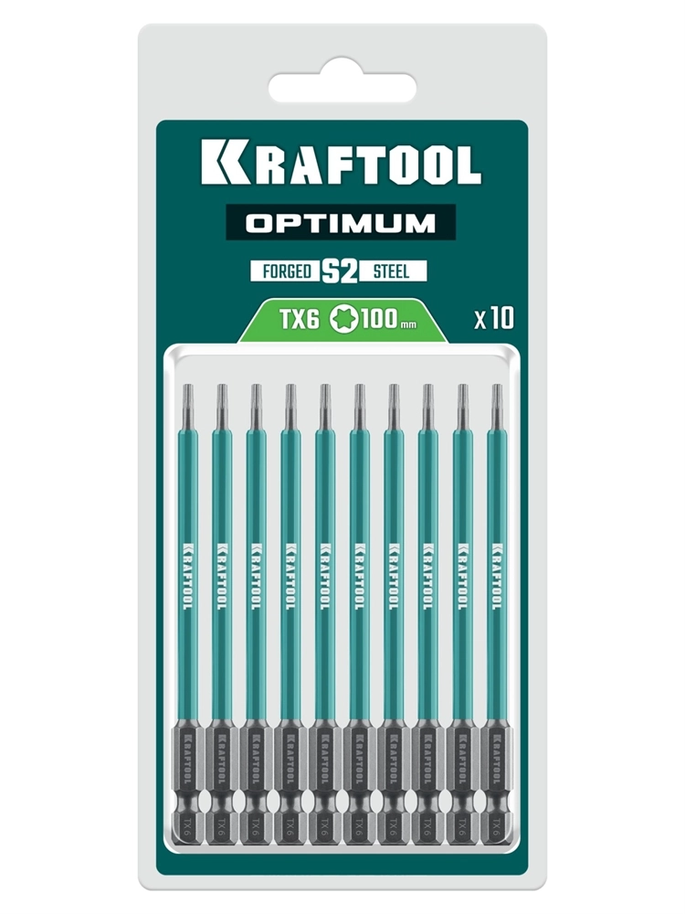 KRAFTOOL OPTIMUM TX 6, 100 мм, 10 шт, биты (26126-6-100-S10) zb  26126-6-100-s10