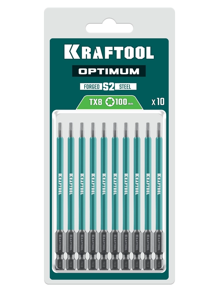 KRAFTOOL OPTIMUM TX 8, 100 мм, 10 шт, биты (26126-8-100-S10) zb  26126-8-100-s10