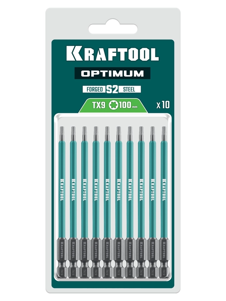 KRAFTOOL OPTIMUM TX 9, 100 мм, 10 шт, биты (26126-9-100-S10) zb  26126-9-100-s10